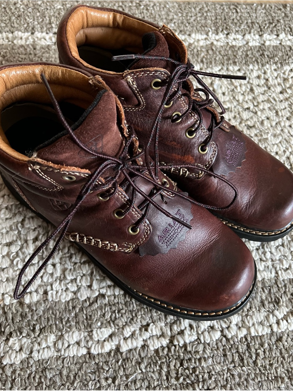 Ariat Dark Brown Leather Womens Lace-Up Work Boots